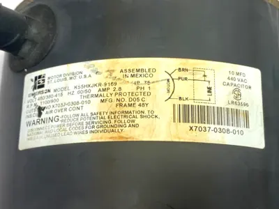 Used Emerson Fan Motor 1-Phase 1100/900RPM 3/4HP 460/380-415V 2.8A A.C. Motors Michigan US | Maverick Industrial Sales #1393494