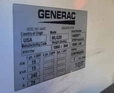USED 2014 GENERAC MLG20