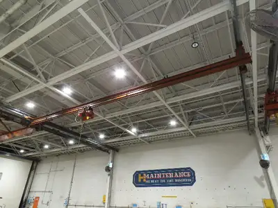 Cleveland Tramrail P&H 1 Ton Single Girder Underhung Bridge Crane 45' 10" Span