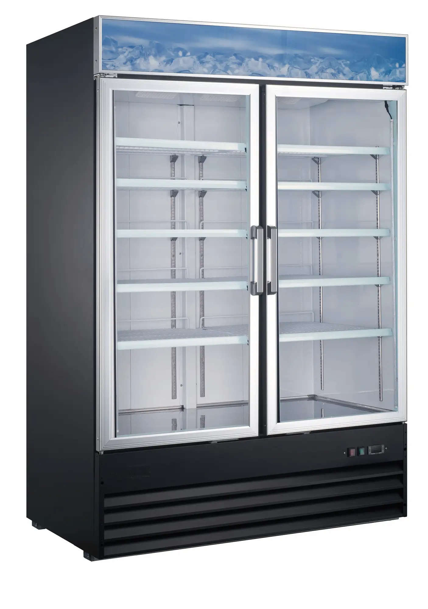 Compass RGDM-53 - 53 1/8" Two Section Glass Door Merchandiser - (2) Doors, Black, 115v