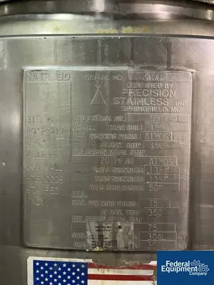 USED Precision 200 Gal Precision Stainless Kettle, S/S