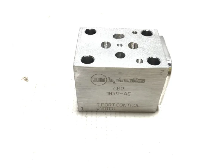 Used 🔩 BRAND: SUN HYDRAULICS – TRUSTED MANUFACTURER OF HIGH-PERFORMANCE HYDRAULIC COMPONENTS ⚙️ MODEL: GBP 1H59-AC – MANIFOLD SANDWICH VALVE WITH T PORT CONTROL NOTCH Parts (Hydraulics and Pneumatics) Pennsylvania US | Moses B Glick #1009615
