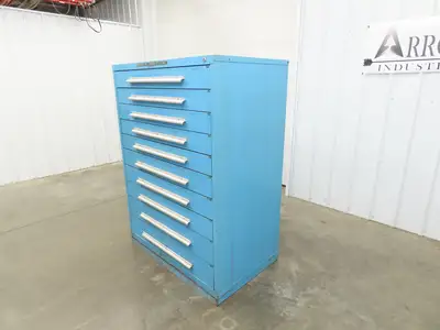 Nu-Era Modular Tool Storage Cabinet 10 Drawer 45x28x61" Blue Stanley Vidmar
