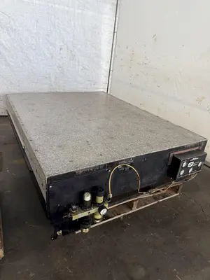 71" X 53" X 12" TRU-STONE GRANITE SURFACE TABLE W/ VIBRATION ISOLATION SYSTEM. STOCK # 0449925.