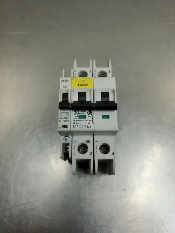 Used Eaton FAZ-C6/2-NA Circuit Breaker, 6A, 2P, 48VDC/277VAC w/Z-NHK Circuit Breakers South Carolina US | Palmetto Automation #1150404