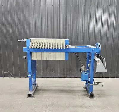 Used Perrin Filter Press, Recessed Plate, Gasketed, 470 Mm X 470 Mm, Polypropylene
