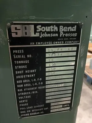 USED SOUTH BEND JOHNSON 16FW AC