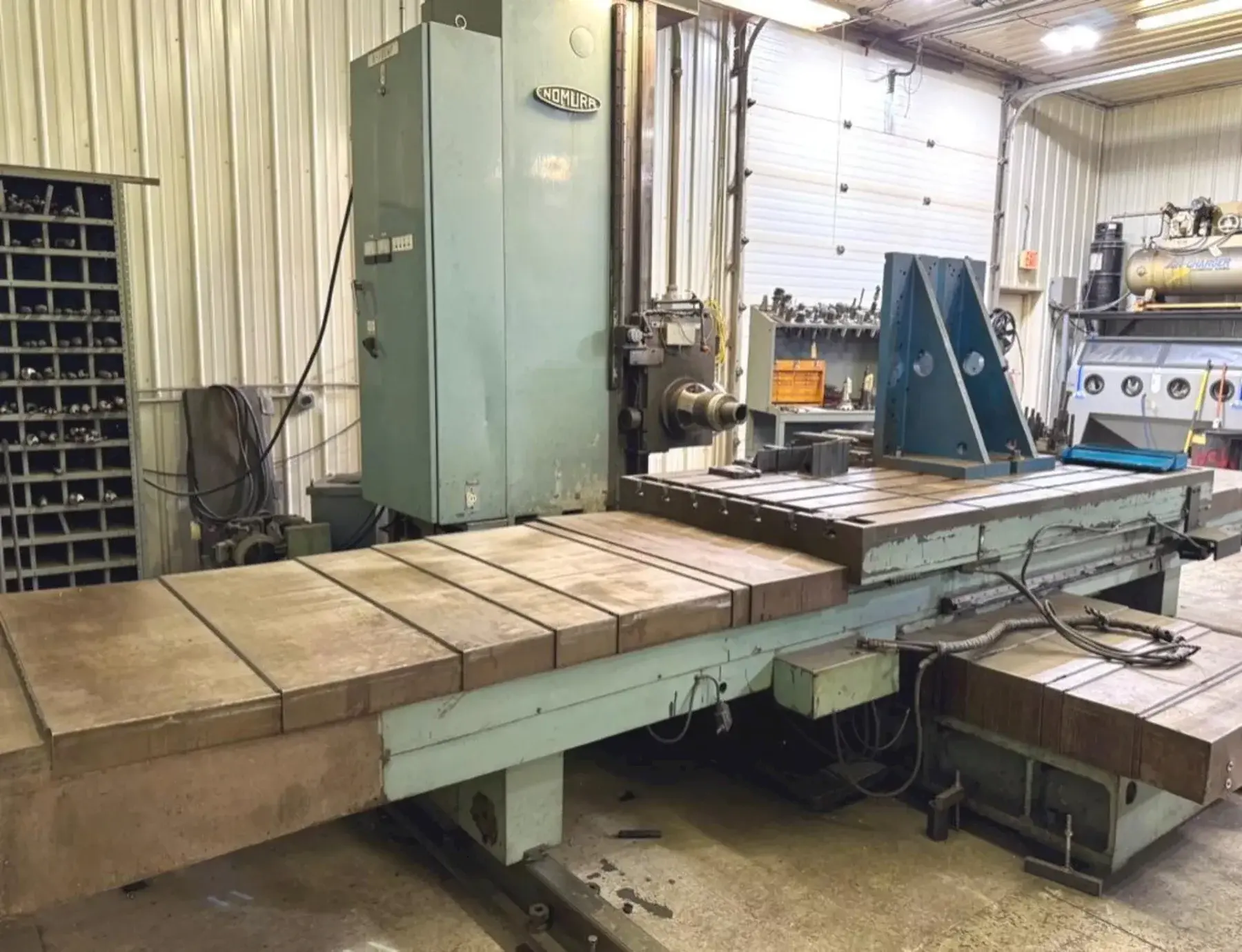4" NOMURA MODEL #B-100WP TABLE TYPE HORIZONTAL BORING MILL 50 TAPER 96" TRAVEL: YOBRO #25193