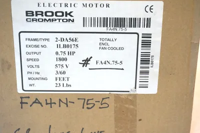NEW BROOK CROMPTON 2-DA56E ELECTRIC MOTOR FA4N.75-5 2DA56E