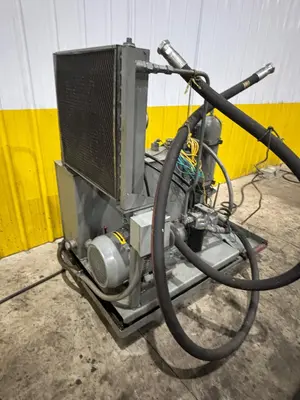 100 TON ROLLFORM INC HYDRAULIC 4 POST CUTOFF & POWER UNIT, 12" STROKE USED