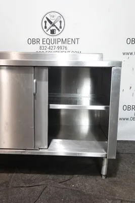 48”x30” STAINLESS STEEL SLIDING DOOR WORKTABLE WITH 6” BACKSPLASH