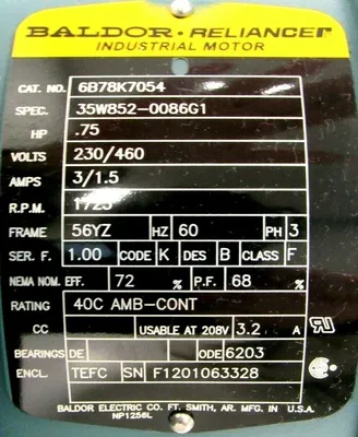 NEW BALDOR 6B78K7054 MOTOR AND MASTER FB56WC16C30 REDUCER 30:1 35W852-0086G1