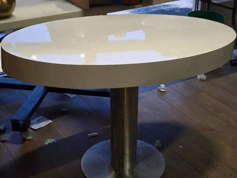 Lot of (2) Display Table with Metal Base 47" x 25 1/2" x 29 1/2" (white) (oval)