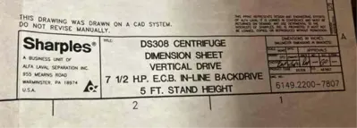 Sharples PM-38,000 Super-D-Canter centrifuge, 316SS.