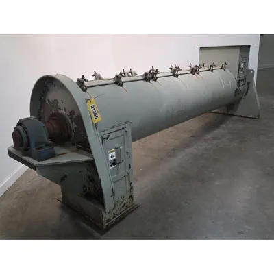 Used 24" Dia. X 10'L Mild Steel Continuous Process Paddle Mixer Pug Mill