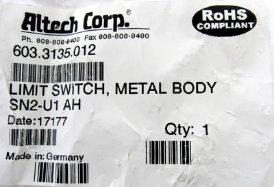 NEW BERNSTEIN 603-3135-012 LIMIT SWITCH SN2-U1-AH 6033135012