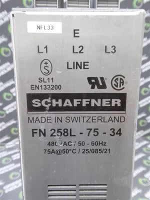 Schaffner FN 258L-75-34 Power Line Filter 480VAC 75A Used