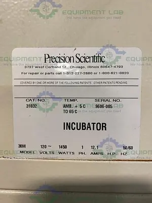 USED PRECISION 31032 HIGH CAPACITY MECHANICAL CONVECTION INCUBATOR 65°C 120V