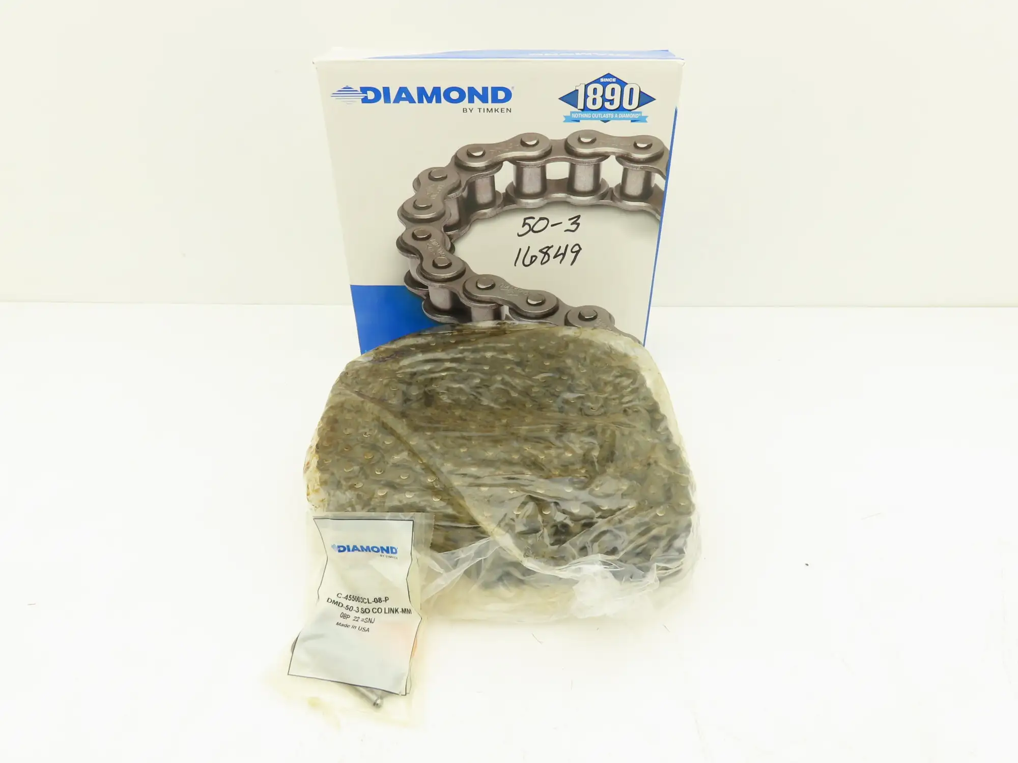 Diamond DMD-50-3R-10FT Riveted #50 Roller Chain 3 Strand 5/8" Pitch 10' Length