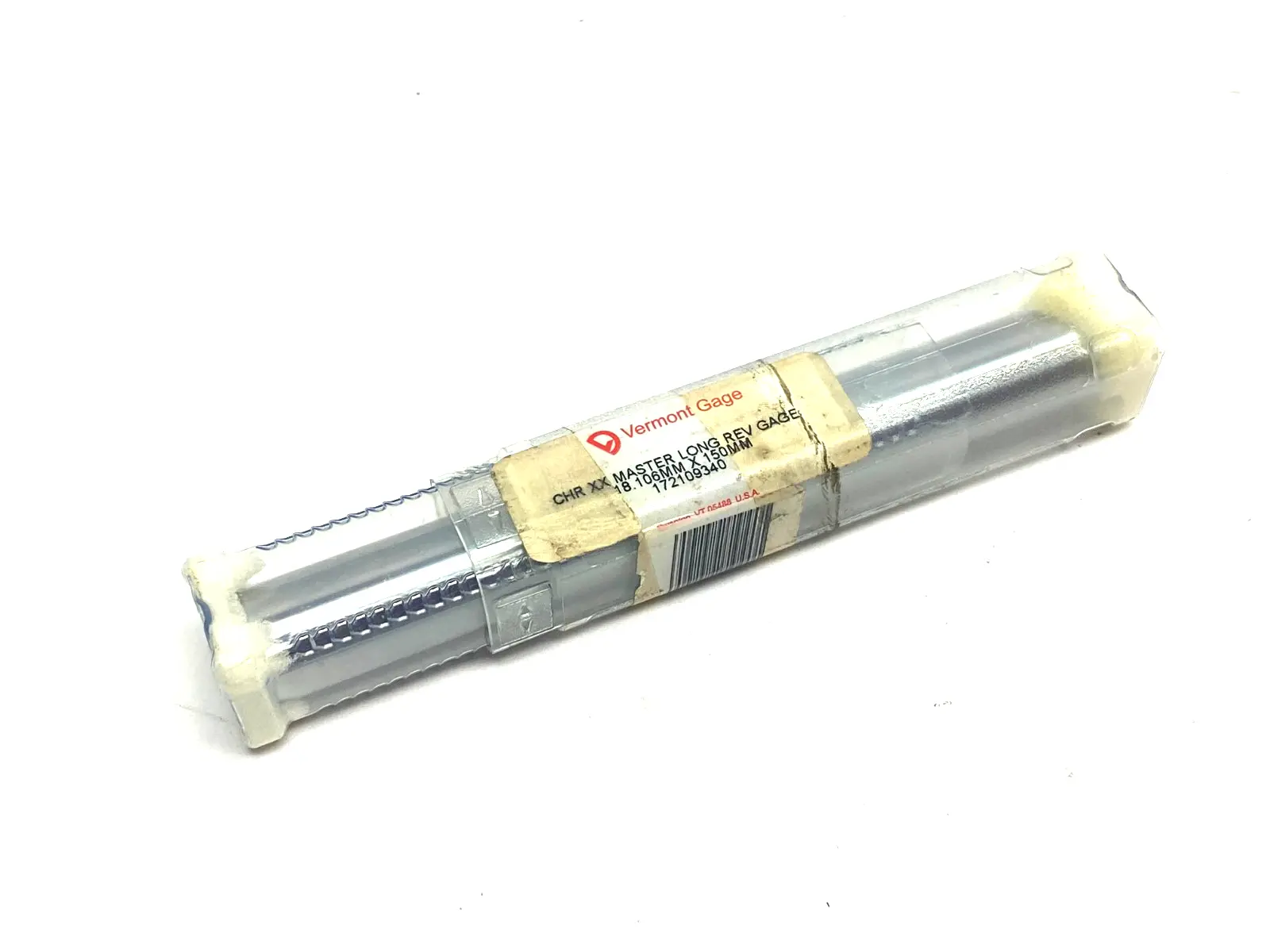 NEW VERMONT GAGE CHR XX REVERSIBLE LONG MASTER GAGE 18.106MM X 150.00MM