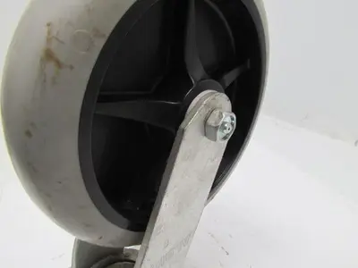 Albion 8" gray swivel caster plate mount rubber wheel tire 11-1/2" tall