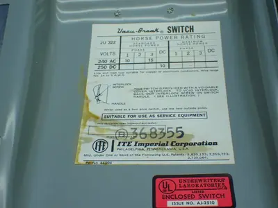 Used ITE IMPERIAL JU322 Disconnects Ohio US | HGR 24 #879675