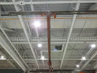 Cleveland Tramrail P&H 1 Ton Single Girder Underhung Bridge Crane 45' 10" Span