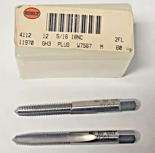 Lot of 2 Besly Tap 5/16 - 18 NC GH3 Plug 2 FL Brand New USA Made