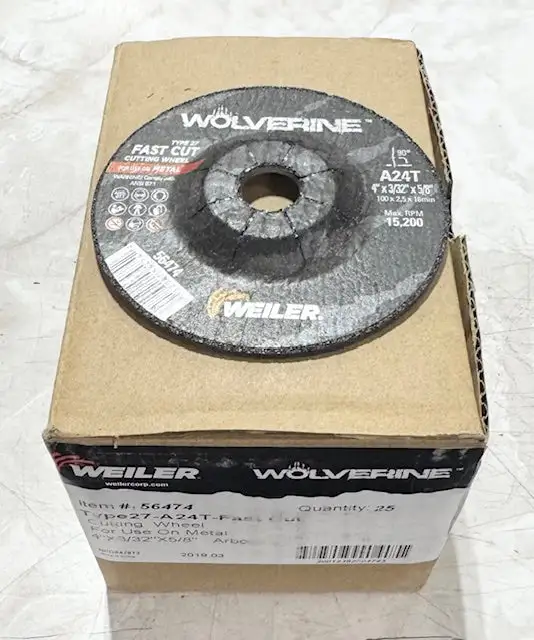 Weiler 4" x 3/32" x 5/8" Cut-Off Wheel T27 A24T Metal Cutting 25 Pack