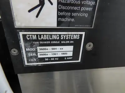 CTM 3600A-S84-EX High Speed Label Applicator SATO Thermal Printer 5" Width