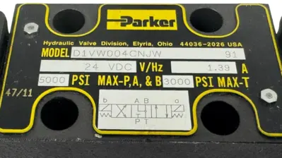 USED PARKER D1VW004CNJW SOLENOID VALVE 24VDC 5000PSI