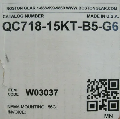 NEW BOSTON GEAR QC718-15KT-B5-G6 GEAR REDUCER 15:1 QC71815KTB5G6