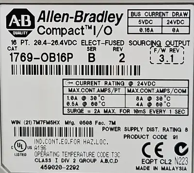 Used Allen-Bradley 1769-OB16P PLC Input & Output | Palmetto Automation #1151814