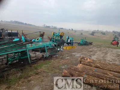 USED HELLE 3-HEAD BLOCK SAWMILL WITH VERTICAL EDGER