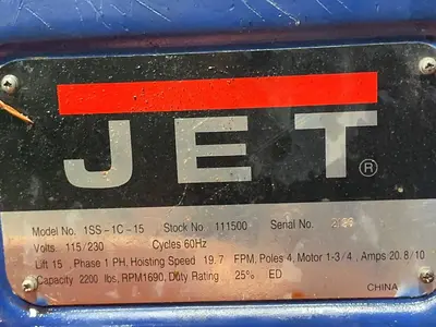 Used JET 1SS1C15 Hoists (All Types) Ohio US | HGR 24 #1446184