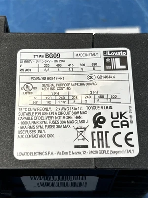NEW Lovato 11BG0910A12060