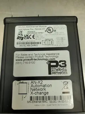 Used ProSoft AN-X2-AB-DHRIO EtherNet/IP Ethernet Module, 24VDC PLC Ethernet Equipment South Carolina US | Palmetto Automation #1512090