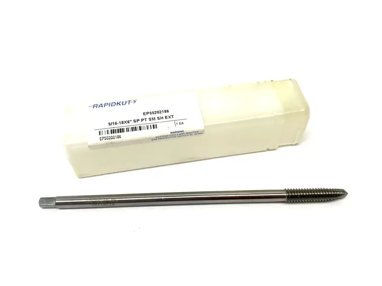 Used RAPIDKUT SPIRAL POINT EXTENSION PLUG TAP 5/16-18 X 6" OAL, SM SH Taps & Dies Michigan US | Maverick Industrial Sales #1091816