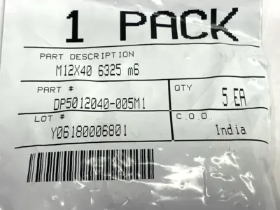 DP5012040-005M1 | Dowel Pin 52100 Alloy Steel 12mm Diameter 40mm Long LOT OF 20 - New