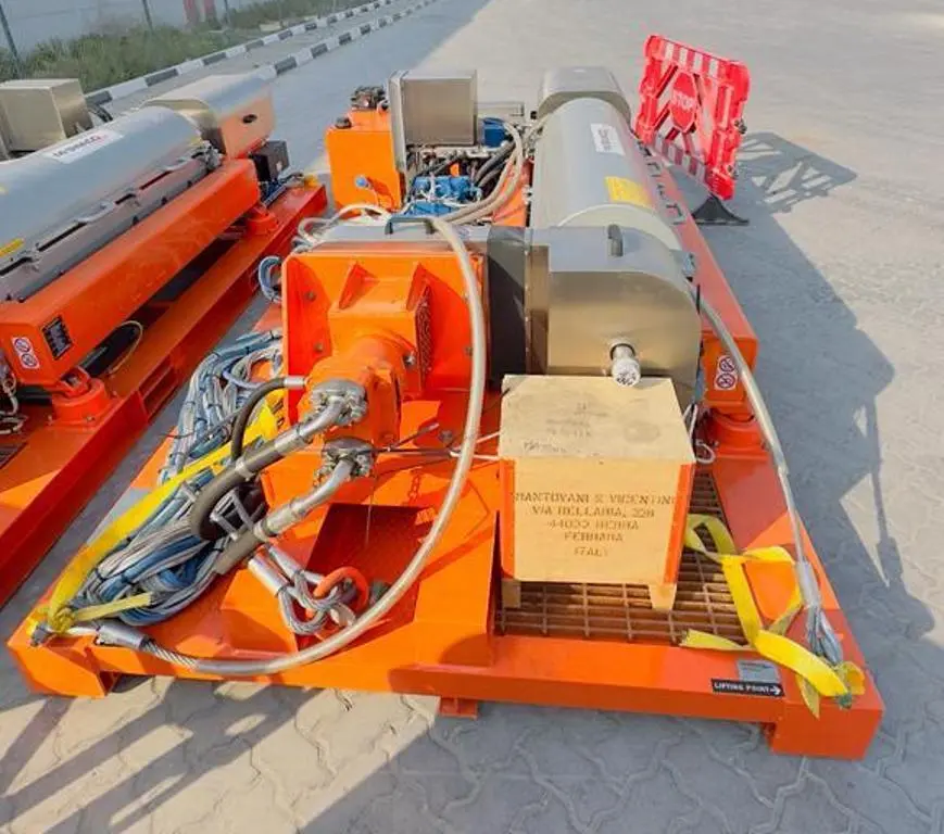 (3) Swaco 518 FH/HV oilfield decanter centrifuge skids, Duplex SS.
