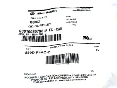 NEW ALLEN BRADLEY 889D-F4AC-2 QD CORDSET 889DF4AC2