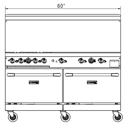 New | in-Stock Dukers New Dukers DCR60-4B36GM 60" Gas Range with Four (4) Open Burners & 36" Flat Top Griddle Commercial Ranges Illinois US | Falcon Restaurant Supply #1376264
