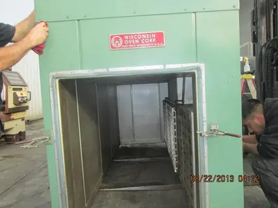 36" width x 36" D x 96" H Wisconsin #BATCH-3-3-8E/RM, 500°F, rotary batch