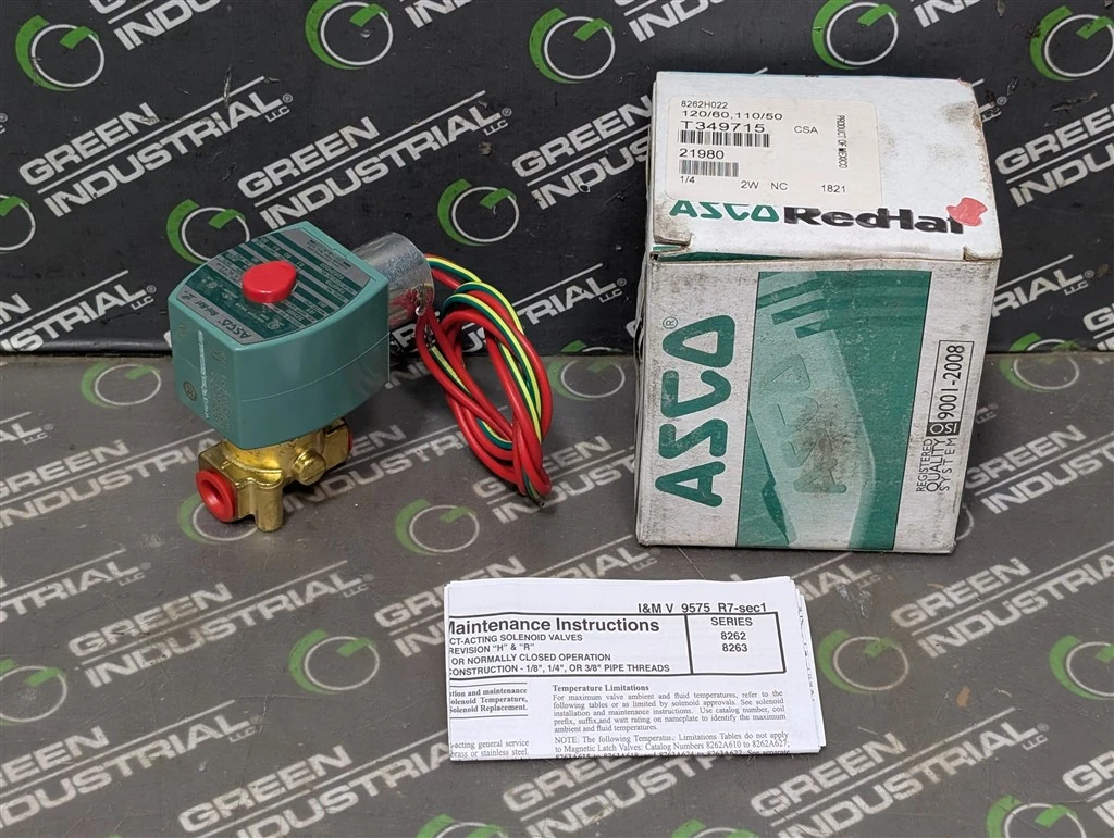 ASCO 8262H022 Red Hat Solenoid Valve 1/4" 120V New NIB