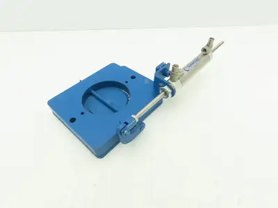 Steel Hopper Feed Bin Pneumatic Flap Gate 3"Opening 6-1/4"x7" Flange Blue