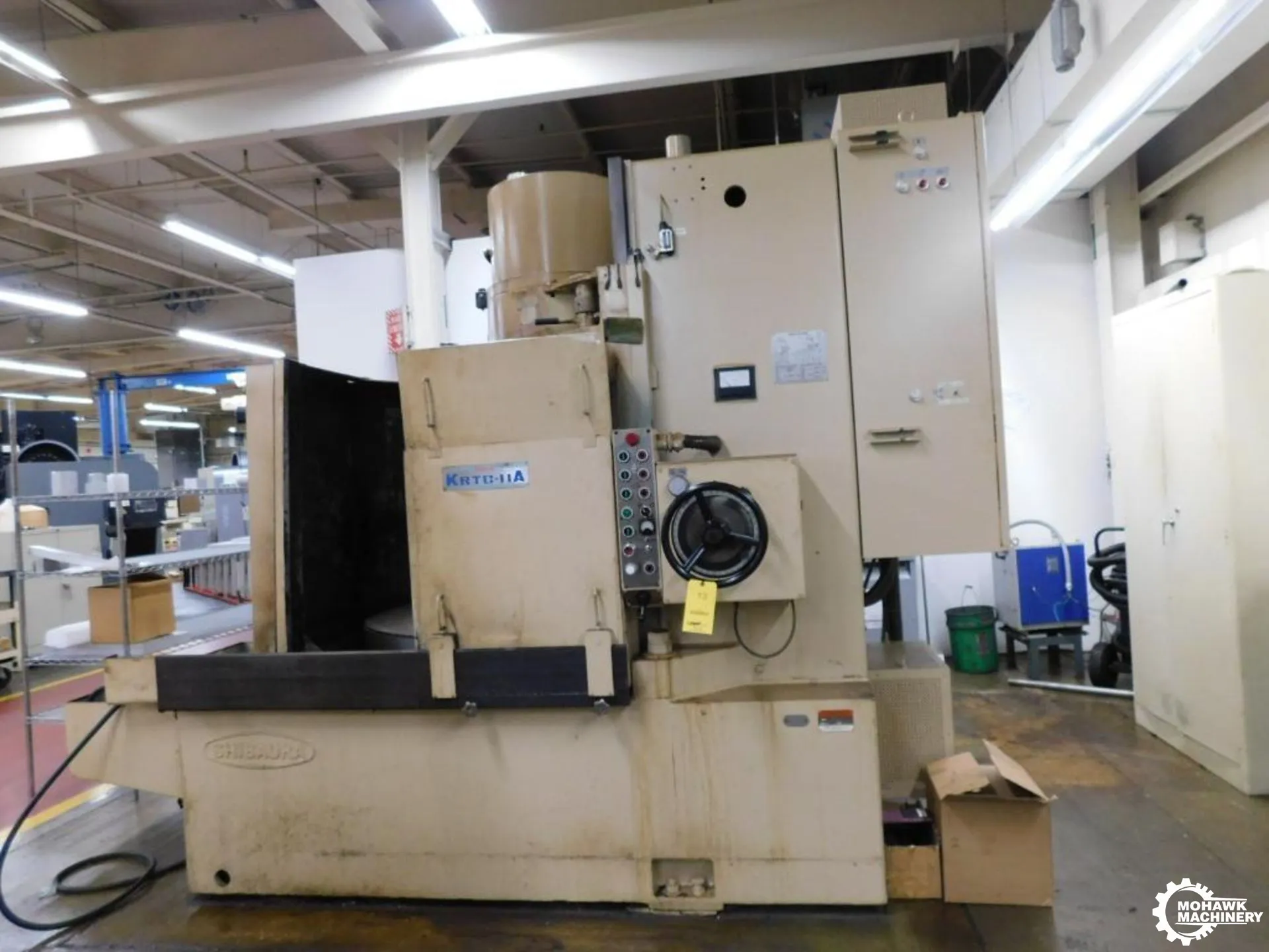 42.5/45" TOSHIBA-SHIBAURA "KRTC-11A" VERTICAL-SPINDLE ROTARY SURFACE GRINDER w/SEGMENTED GRINDING WHEEL -23.6” HEIGHT UNDER WHEEL - 50 HP MOTOR
