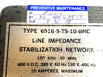 Used SOLAR ELECTRONICS LISN 5A SINGLE-PHASE 150 KHZ-65 MHZ BNC Electrical Testers Michigan US | Maverick Industrial Sales #1398919