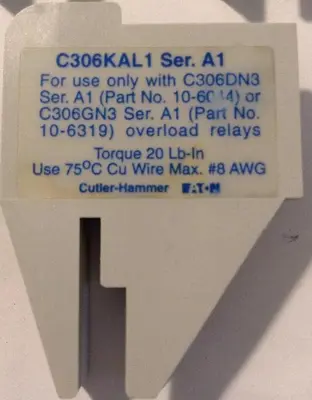 New | in-Stock EATON CUTLER-HAMMER C306KAL1-3 Valves/Fittings Ohio US | Surplus Asset Holdings #1262451