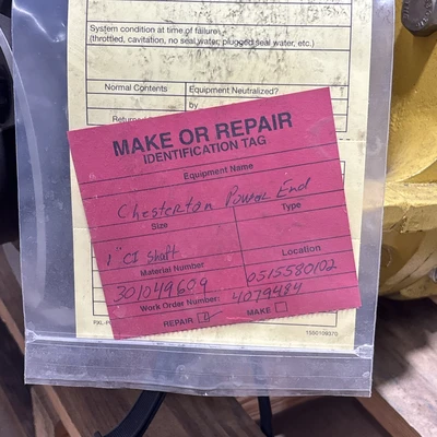 Used Chesterton 1” Power End Pump Parts Indiana US | J&J Industrial Supply #1443905