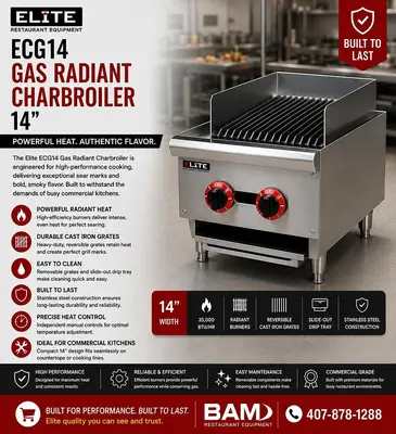 ELITE ECG14 Gas Radiant Charbroiler | 14"